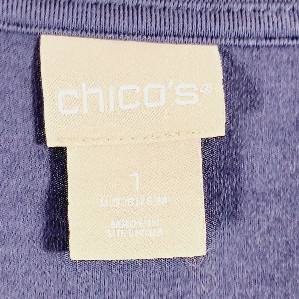 Chico's Navy Top Small, Mixed Media, Gorgeous Draped Back, High Low, Long Sleeve - Picture 3 of 14